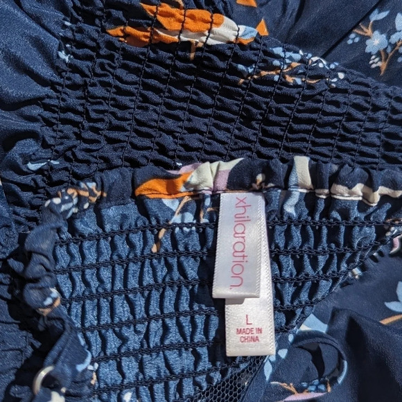 Target Xhilaration Navy  Blue and Orange High Low Bird Dress - Woman's Large - Picture 7 of 10